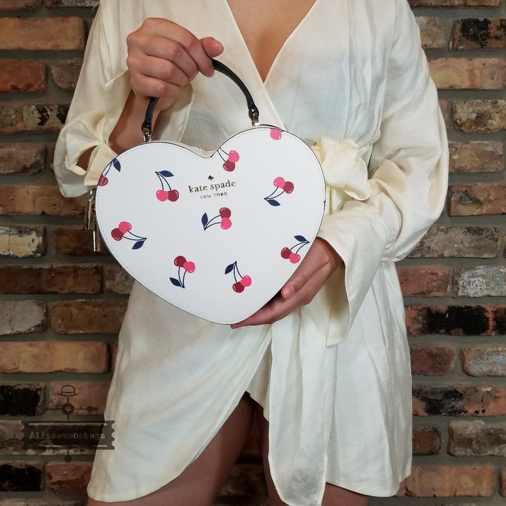 AUTHENTIC Kate Spade Love Shack Cherrie Cherry Heart Crossbody WHITE Pink NWT